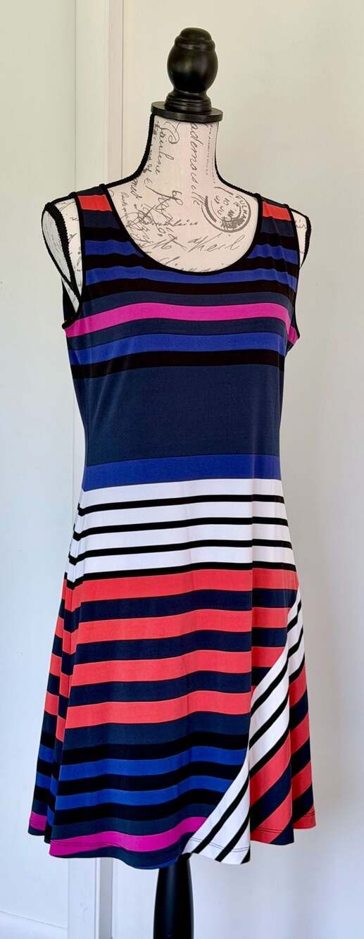 Calvin Klein Sleeveless Multi-Colored Striped Tank Dress - Picture 7 of 10